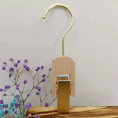 Clothing store coat clip solid wood hook clip scarf hook log single clip hook transparent decorative scarf S hook