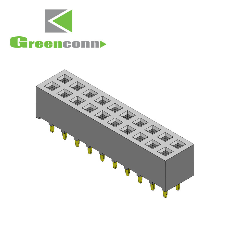 Greenconn Pin距2.00mm双排塑高4.30mm2*5P180度镀全金排母连接器