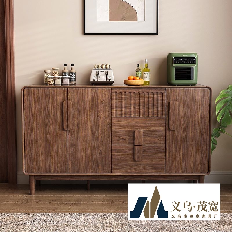 Baymak Solid Wood Sideboard 2025 New Chinese Restaurant Storage Cabinet Living Room Storage Wall Integrated Storage Rack