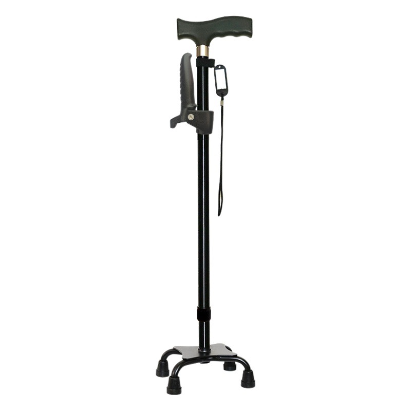 Venta al por mayor entrega ancianos muletas de cuatro patas aleación de aluminio bastón ajustable altura retráctil ancianos bastón muletas cuatro garras