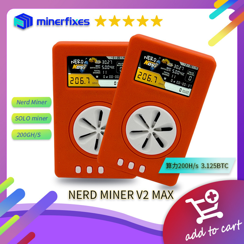 楽透機nerdminer v 2max nerdnos one 200 gh/sソロ3.125BTC|undefined