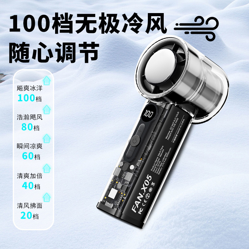 100速強風ハンドヘルド屋外カラビナサイレント小型ファン小型USB充電式超長寿命扇風機|undefined