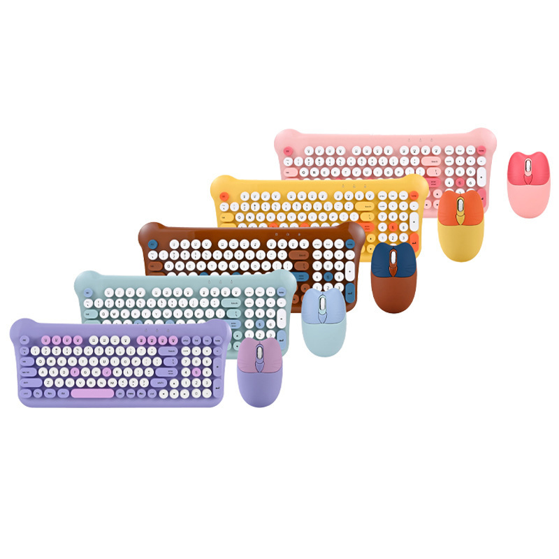 Desktop Learning Cute Mixed Color Keyboard Commercial Office Laptop Wireless Keyboard and Mouse Set