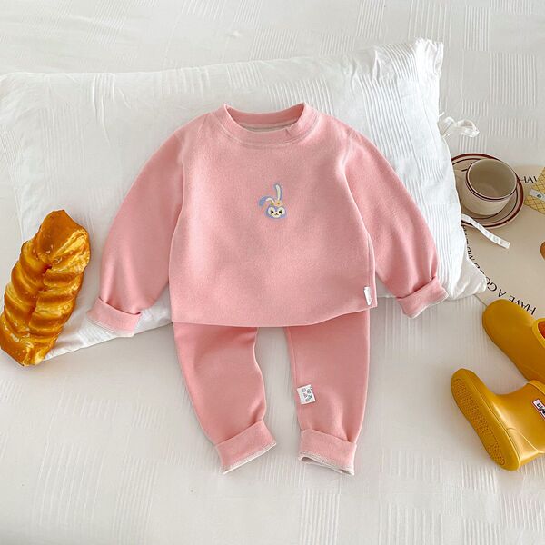 Children's autumn and winter de Velvet warm suit Tong Beijia medium collar silk cashmere children's home wear