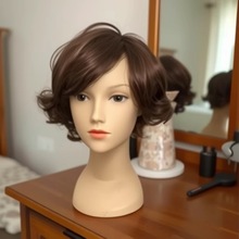 厂家生产化纤假发短卷发女士头套wig 成人儿童均码 演出 假发批发