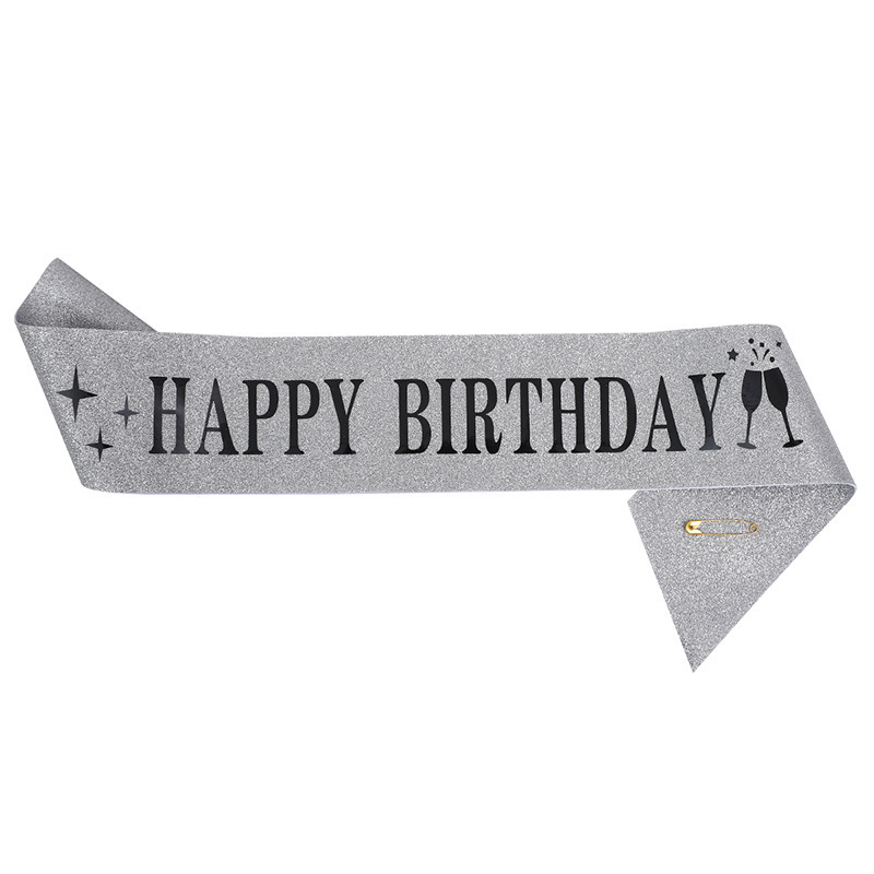 Cumpleaños en stock, banda de cumpleaños, correa de etiqueta, corona de oro rosa, correa de hombro