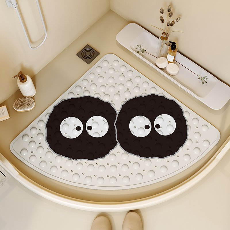 작은 연탄 욕실 미끄럼 방지 매트 - 부채 모양