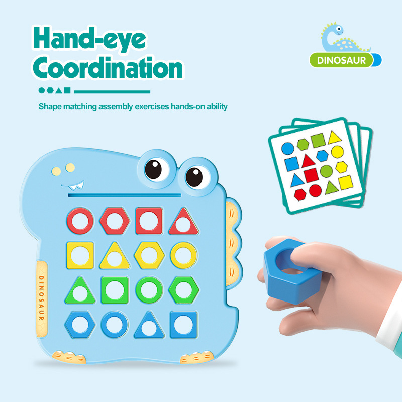 Dinosaurios transfronterizos pares de toque geometría emparejamiento puzzle entrenamiento de pensamiento interactivo padre-hijo juguetes de mesa para niños
