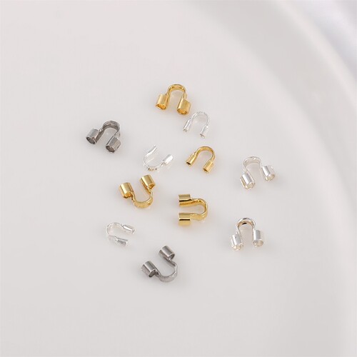 14K gold-plated color-preserving U-shaped horseshoe clasp wire end-cap chain necklace bracelet bead steel wire handmade DIY accessory