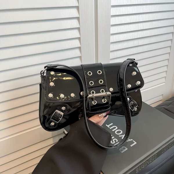 Hot Girl Style Rivet Handbag for Women, 2026 Spring New Trendy Fashion Niche Design Commuting Underarm Shoulder Bag