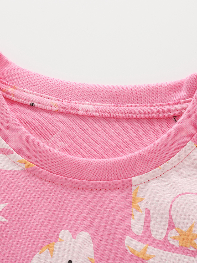 Malwee transfronterizo niñas dos piezas de verano nuevo estilo europeo y americano para niños pequeños adorables niñas de cuello redondo camiseta set