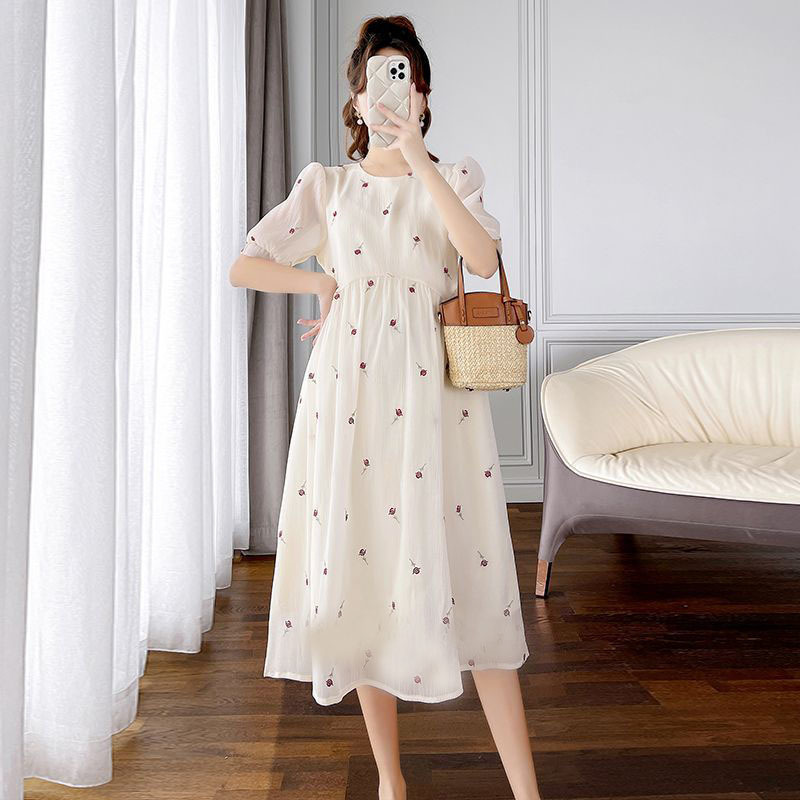 New Maternity Dress Summer Dress Western Style Pregnant Women dress Mid-length plus size Loose Pregnant Women's Dress Summer