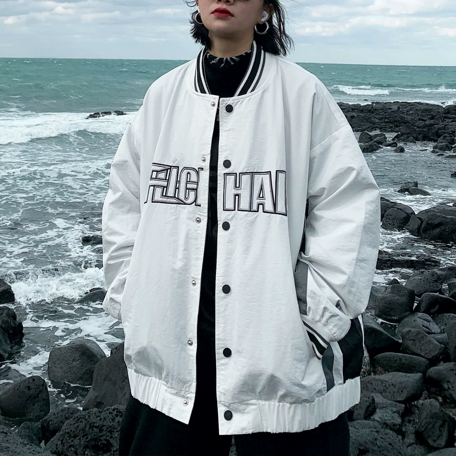 Baseball Jacket, Custom Embroidered Winter Bomber, Thickened Insulated Style