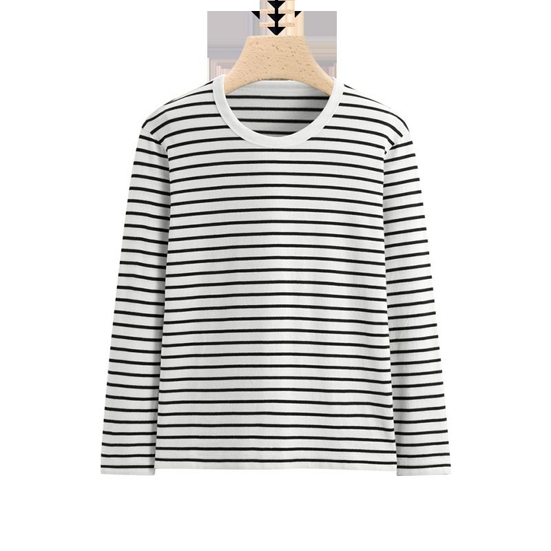 Otoño e invierno cuello redondo de manga larga Camiseta de los hombres rayas superior delgada camisa de fondo otoño ropa interior versátil slim fit