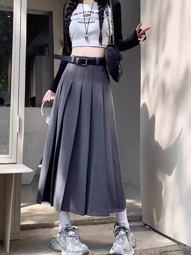 T-shirt outerwear, JK uniform shirt, A-line mini skirt, pleated skirt, women's autumn/winter and spring summer two-piece set dress