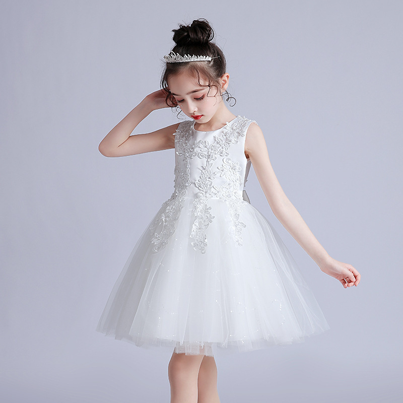 Robe de scène pour chorale pour filles – Élégante robe de princesse courte en tulle avec jupe bouffante (80-160 cm, 5 couleurs pour concerts et mariages)_voghion.com