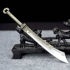 纯手工一体不锈钢迷你微冷兵器金背大刀武器模型摆件拆快递不开刃