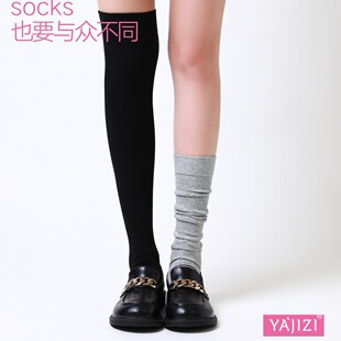 Non-Slip Slimming Look Over-The-Knee Socks Jk Breathable Calf Socks Spring Preppy Style New Black Cotton Hemp Mid-Length Socks