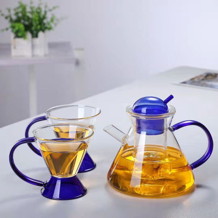 北欧简约高颜值玻璃茶壶茶杯茶具高硼硅加厚透明泡茶壶养生壶套装