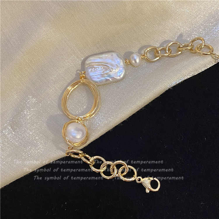 Freshwater Pearl Copper Elegant Simple Style Plating Geometric Bracelets display picture 4