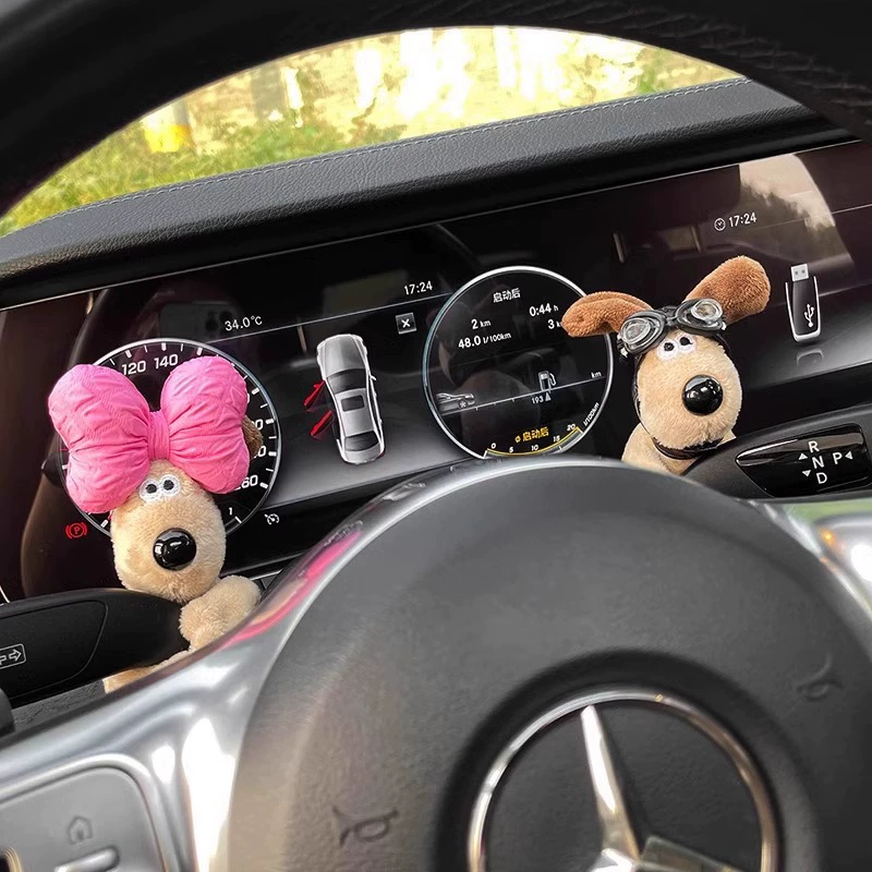 Автомобильные куклы украшения сетка красный автомобиль стеклоочиститель зеркало заднего вида милый владелец собаки пилот автомобиль украшения