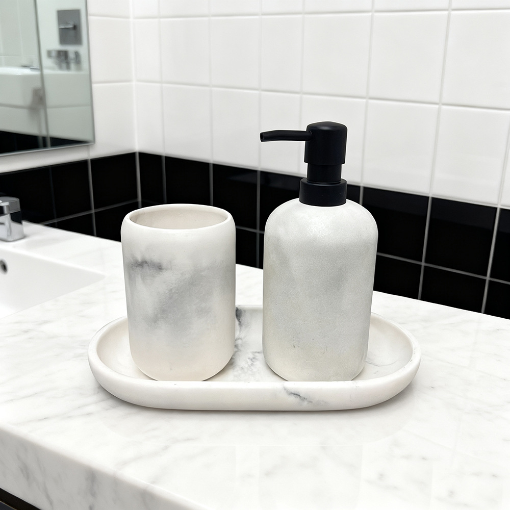 Baño de resina de cuatro piezas set de lavado set de botella de desinfectante de manos inodoro soporte de cepillo de inodoro de inodoro de hotel suministros de almacenamiento de baño