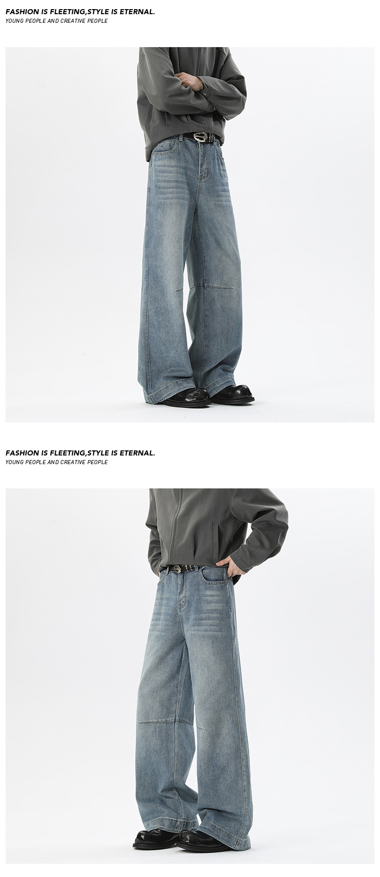 Herren Jeans Im American Style Gerader Schnitt Gewaschene Hose_voghion.com