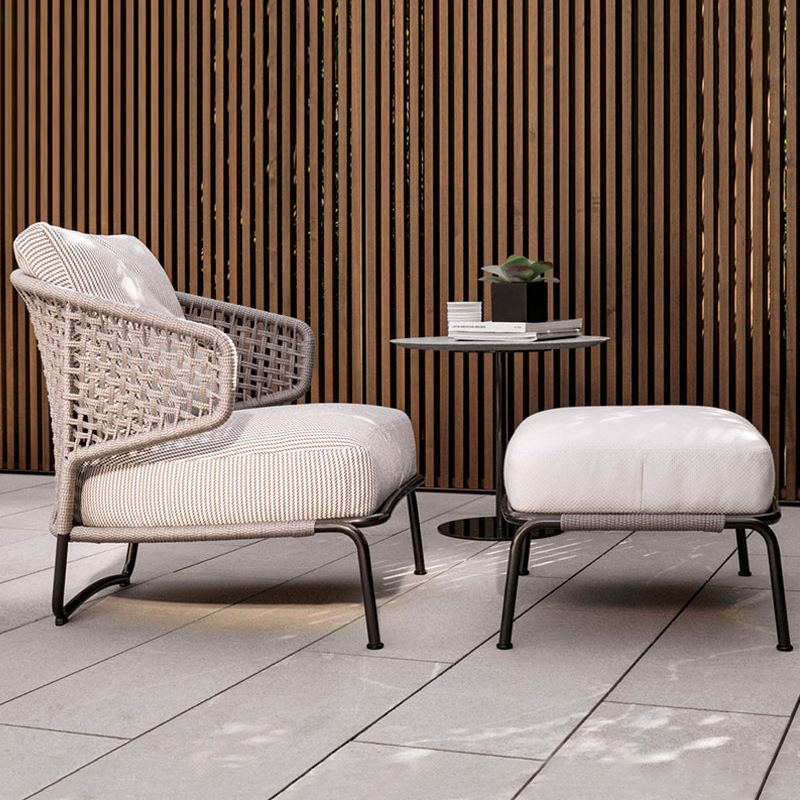 sofá de caña al aire libre jardín al aire libre balcón silla de caña ocio individual patio terraza combinación de silla de caña a prueba de agua y protección solar