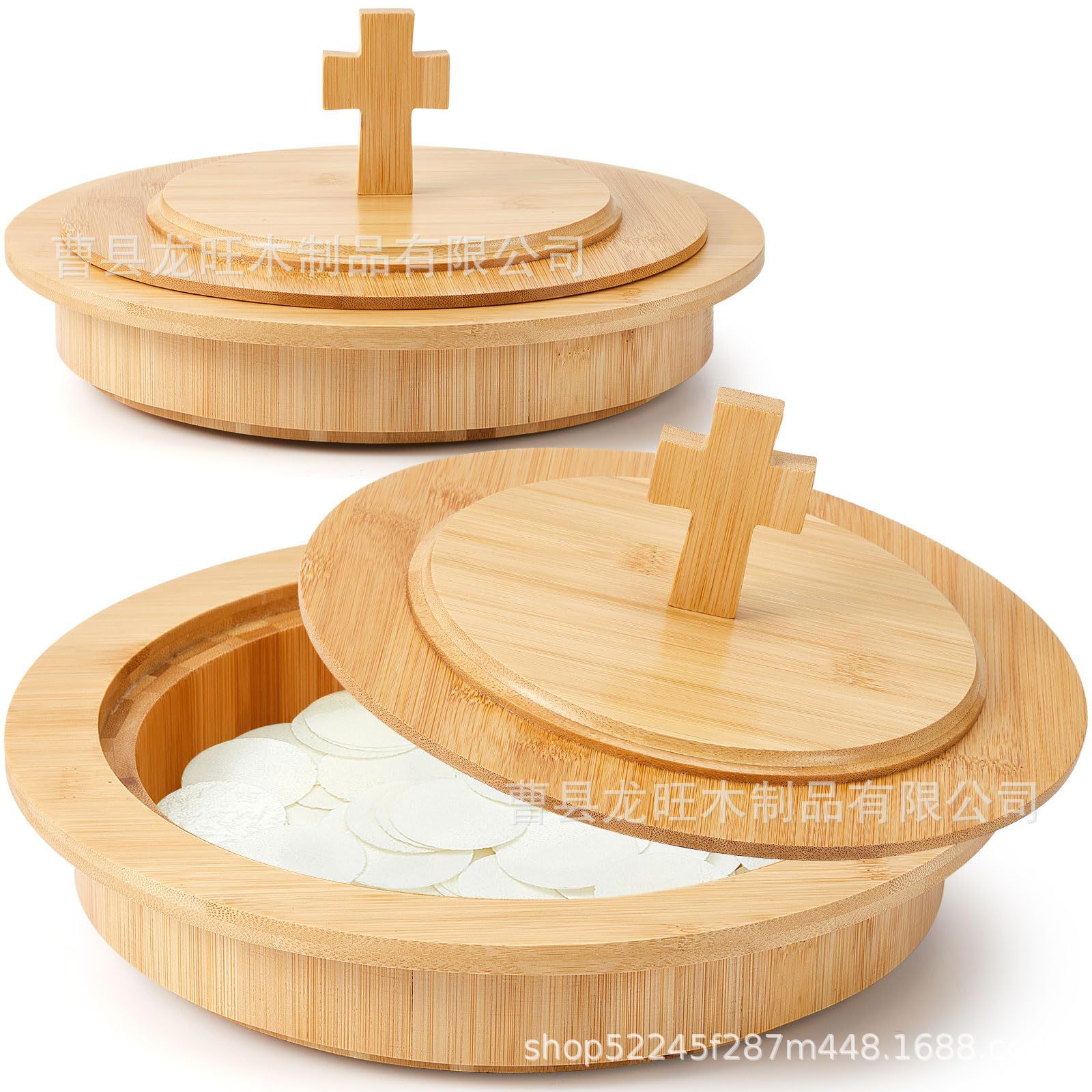 木质带盖收纳盒教堂祈福用品圣餐饼储物盒宗教用品带盖整理盒