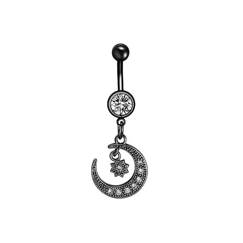 Heart Moon Navel Ring 316L Surgical Steel Belly Button Ring Dangle Planet detail image 8