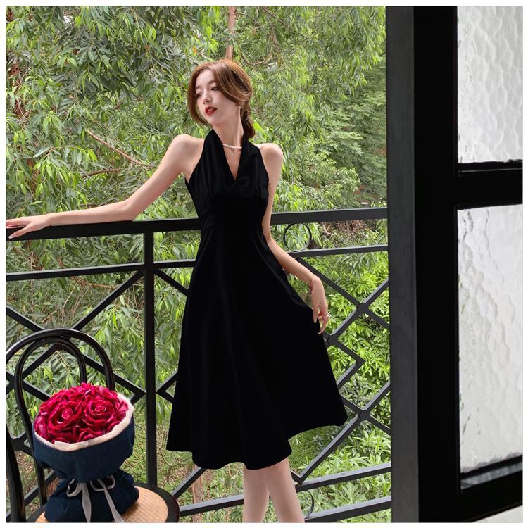 Hepburn Style Light Luxury Celebrity Heart-to-Heart Black Long Little Black Dress French Sexy Dress Banquet Party Dress Hepburn Style Light Luxury Celebrity Heart-to-Heart Black Long Little Black Dress French Sexy Dress Banquet Party Dress