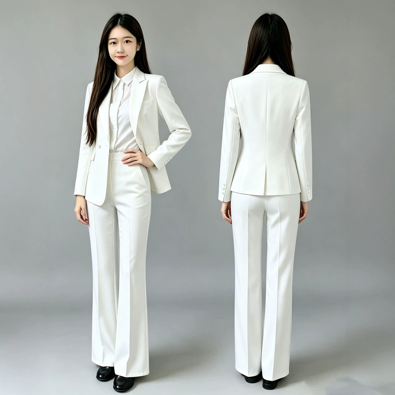 Fashionable white professional suit set for women, new spring and autumn slim-fit double-breasted wide-leg pants formal blazer Fashionable white professional suit set for women, new spring and autumn slim-fit double-breasted wide-leg pants formal blazer