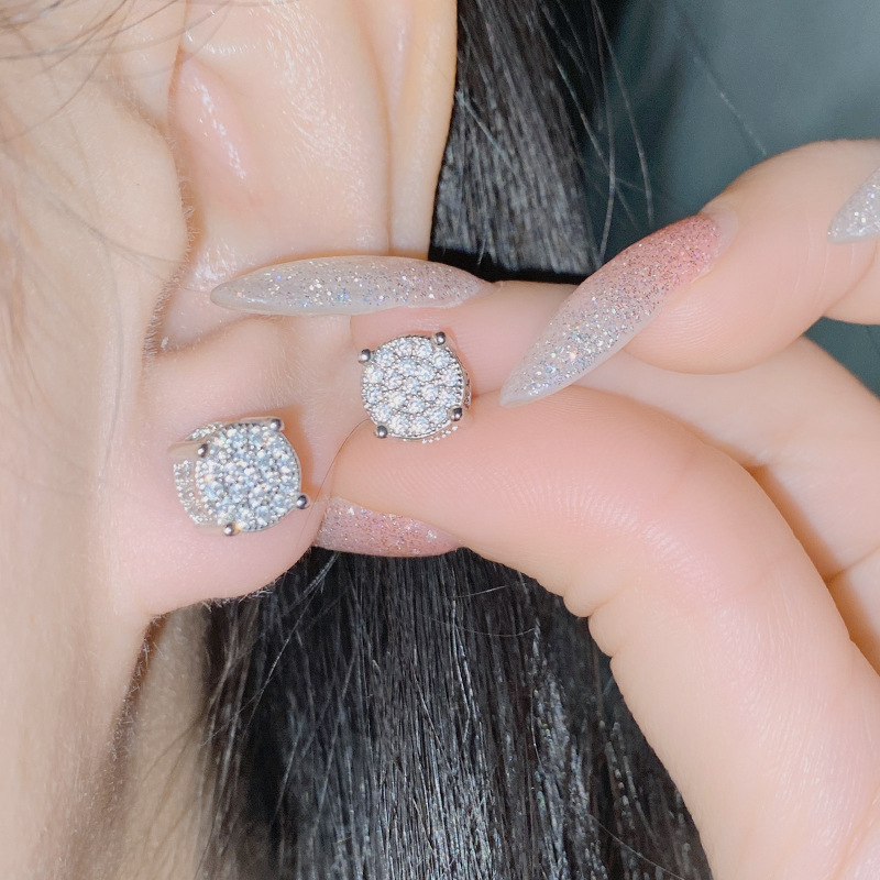 Copper Material 1 Pair Lady Heart Shape Copper Inlay Zircon Ear Studs