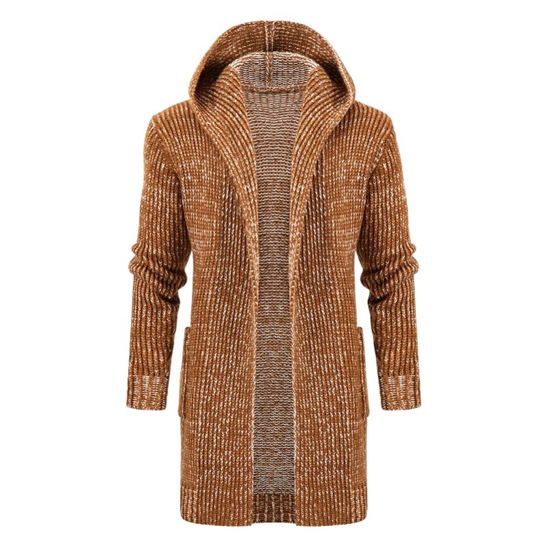 AliExpress 2021 invierno nuevo europeo y americano de los hombres de longitud media suéter abrigo botón cardigan suéter con capucha hombres