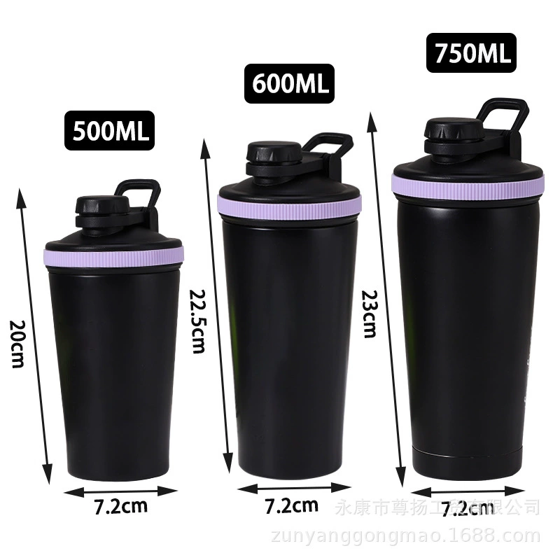 750ML двухслойная чашка из нержавеющей стали для фитнеса протеиновый порошок встряхивания чашка многофункциональная спортивная чашка для смешивания воды чашка