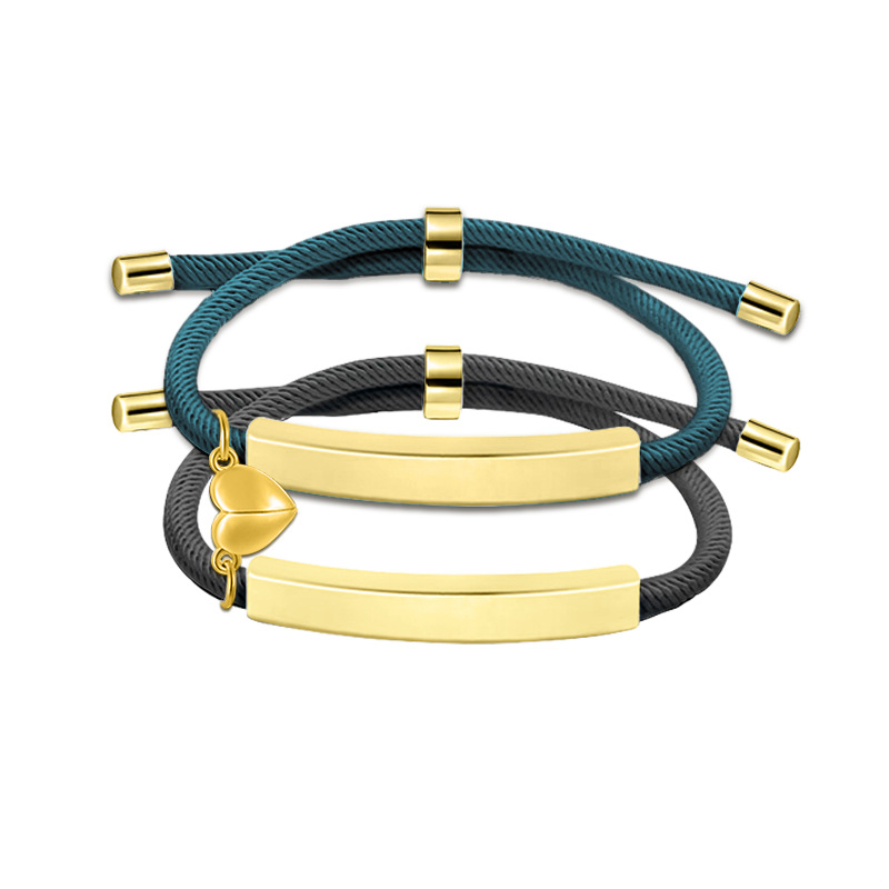 22g Weight Bracelets Classification rope Chain Material Woven Chain Chain Type 1 Pair Quantity Daily Occasion 201 Stainless Steel, rope Material Geometric, Customization Laser Engraving, Heart Shape Pattern Unisex Gender Plating Design Simple Style Style Simple Style Geometric Customization Laser Engraving Heart Shape 201 Stainless Steel Rope Woven Chain String Bracelets Wholesale 13
