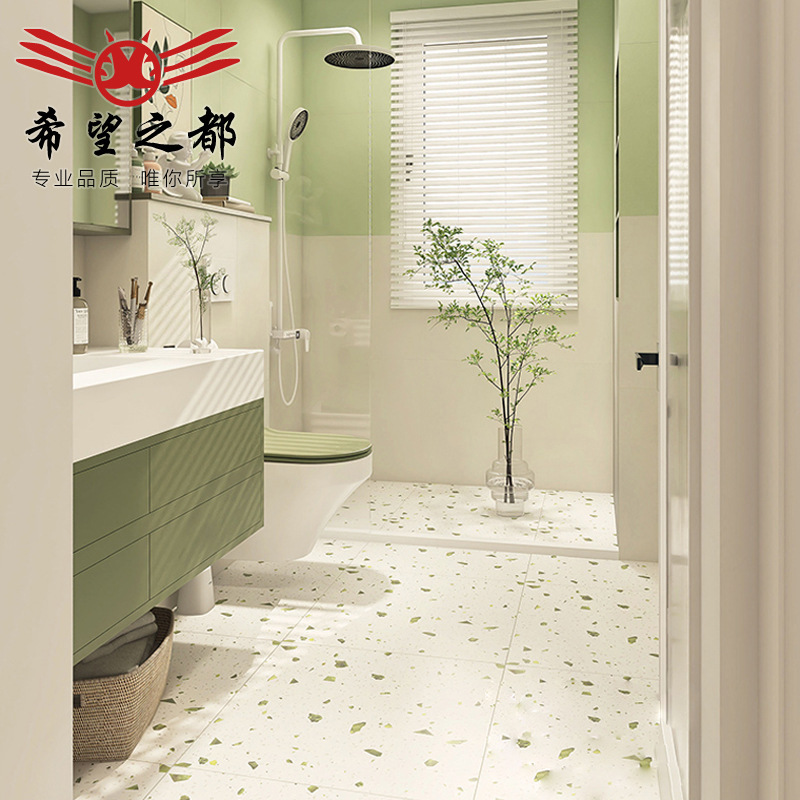 Nordic bathroom terrazzo tile cream avocado green bathroom toilet wall tile 300x 600 kitchen floor tile