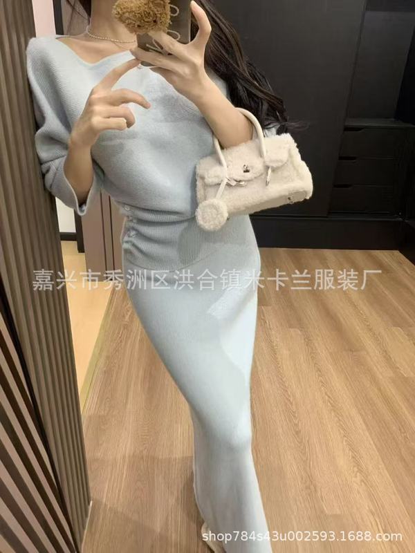 高品绵羊绒纯色两件套2025新款时尚百搭气质针织开衫冷淡连衣裙|undefined