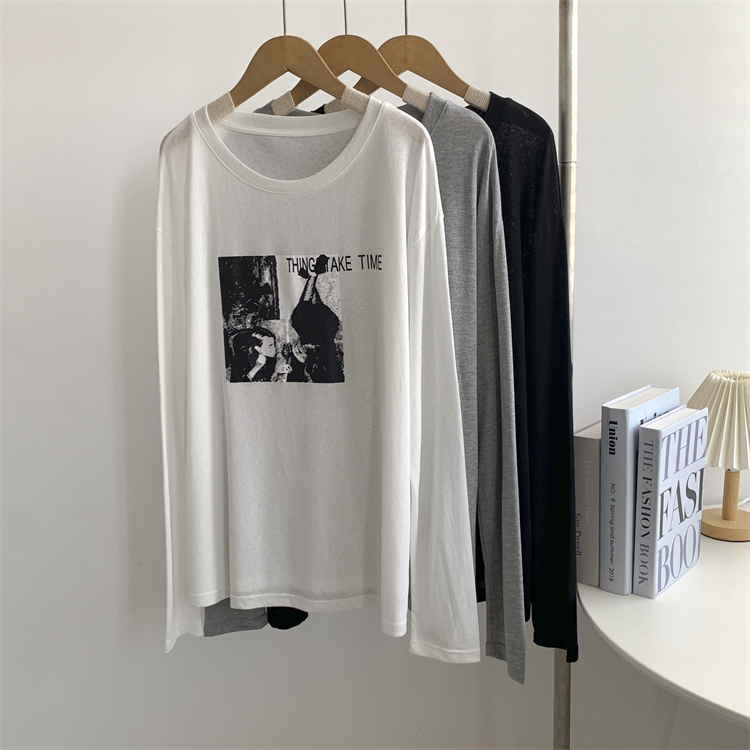 Summer New Style Lyocell Portrait Printed Sun Protection Clothing Tencel Mid-Length Smooth and Falling Air-Conditioned Blouse Top Trendy