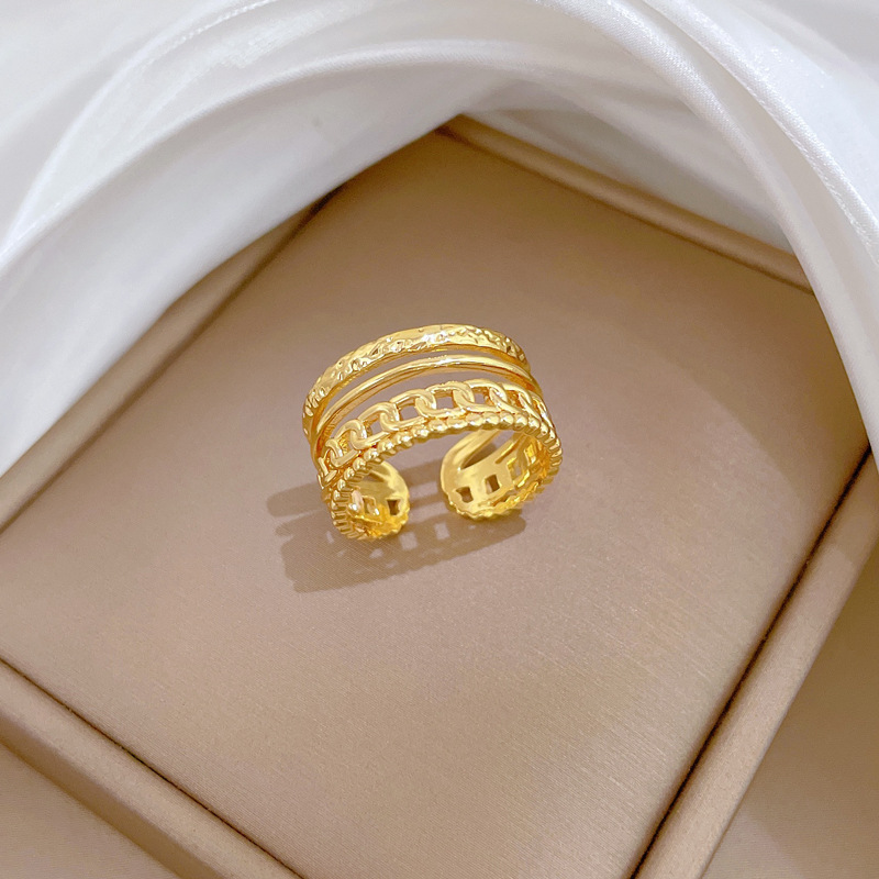 Anello minimalista con catena, regolabile, gioiello semplice, anello giapponese, anello di coppia_voghion.com
