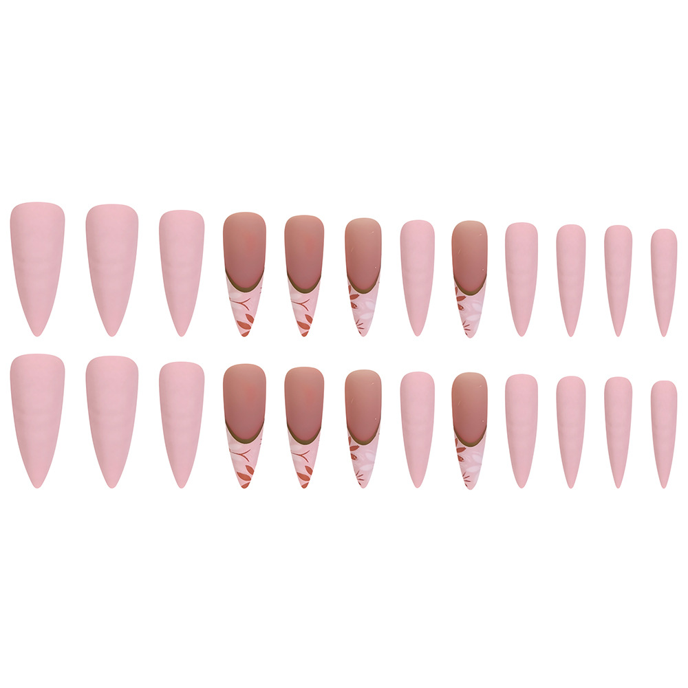 Comercio exterior simple retrógrado mosaico desnudos polvo mate parche de uñas francés 24 piezas de manicure mezclado image 6