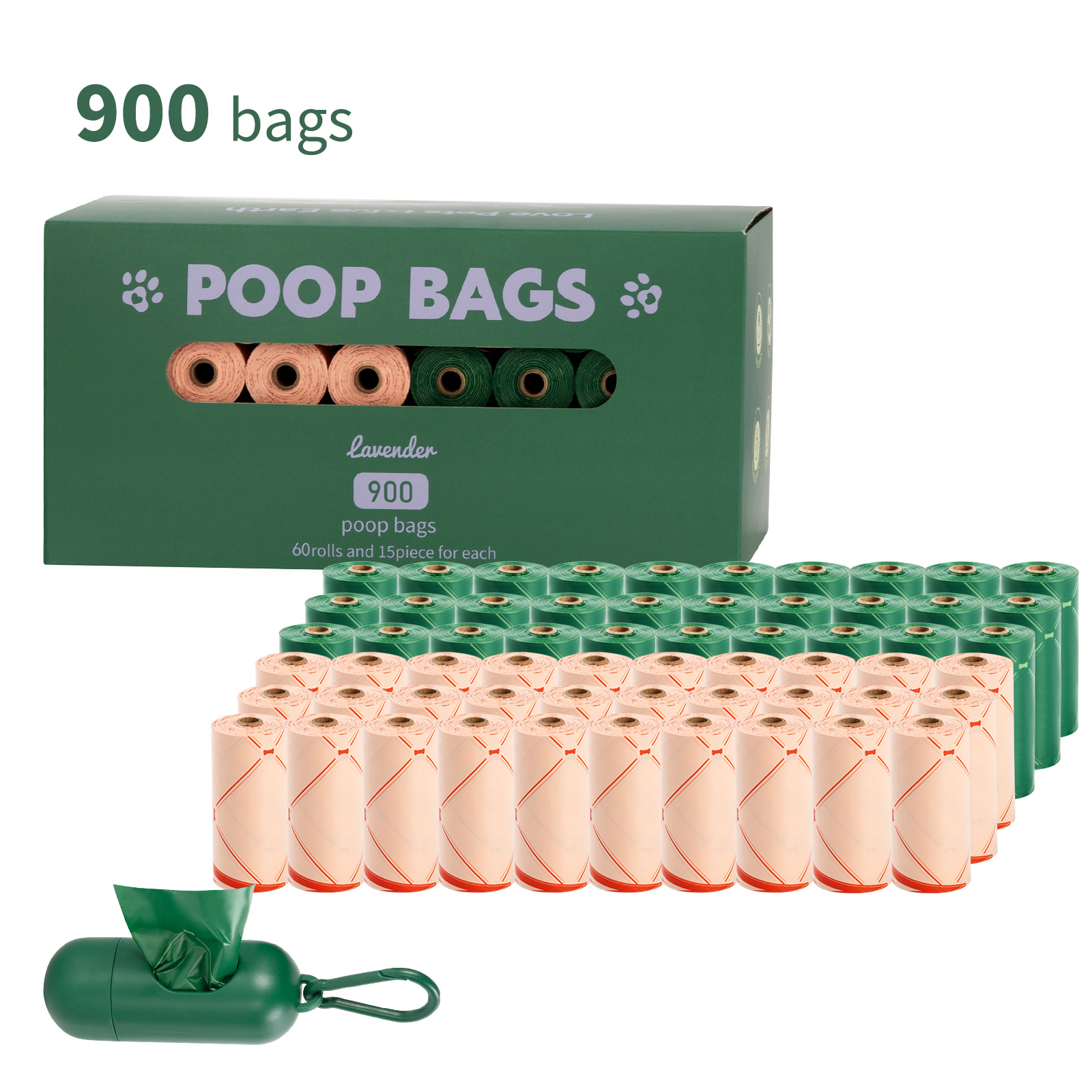 Nuevo medio ambiente biodegradable bolsa de basura de mascotas bolsa de basura distribuidor de bolsa de heces OPP caja de cabeza de fijación empaquetada bolsa de heces