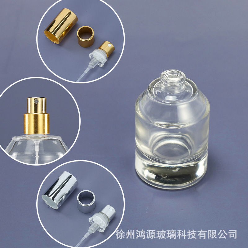 Botella de perfume de vidrio Botella de dispensación con bayoneta de 50ml Botella vacía de spray de niebla fina transparente Botella de perfume Botella desnuda