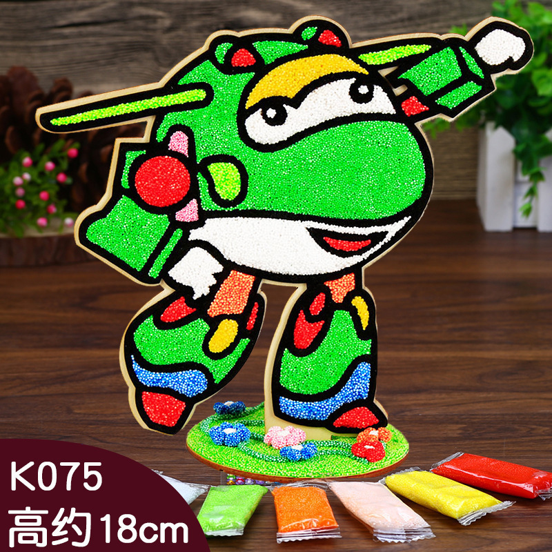 木板スノーフレーク泥絵パール泥粘土絵幼稚園児手作り立体粘着絵画|undefined