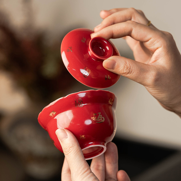 Ceramic festive tea cup for home use