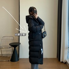 9格三星白鸭绒可脱卸连帽直筒加厚保暖长款过膝羽绒服女冬新款021