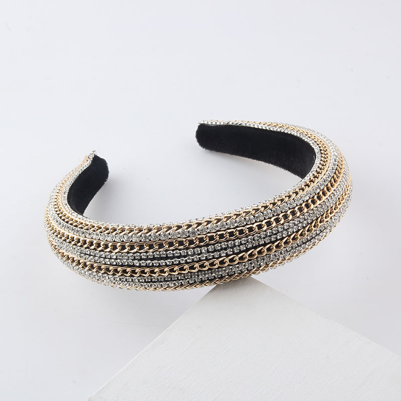 New Fashion Baroque Chain Diamond Sponge Headband Hair Accessories display picture 1