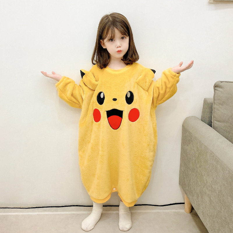 Bebé de franela engrosada camisón de los niños de invierno cálido pijamas de una sola pieza 3.4.5.6 años de edad los niños camisón al por mayor