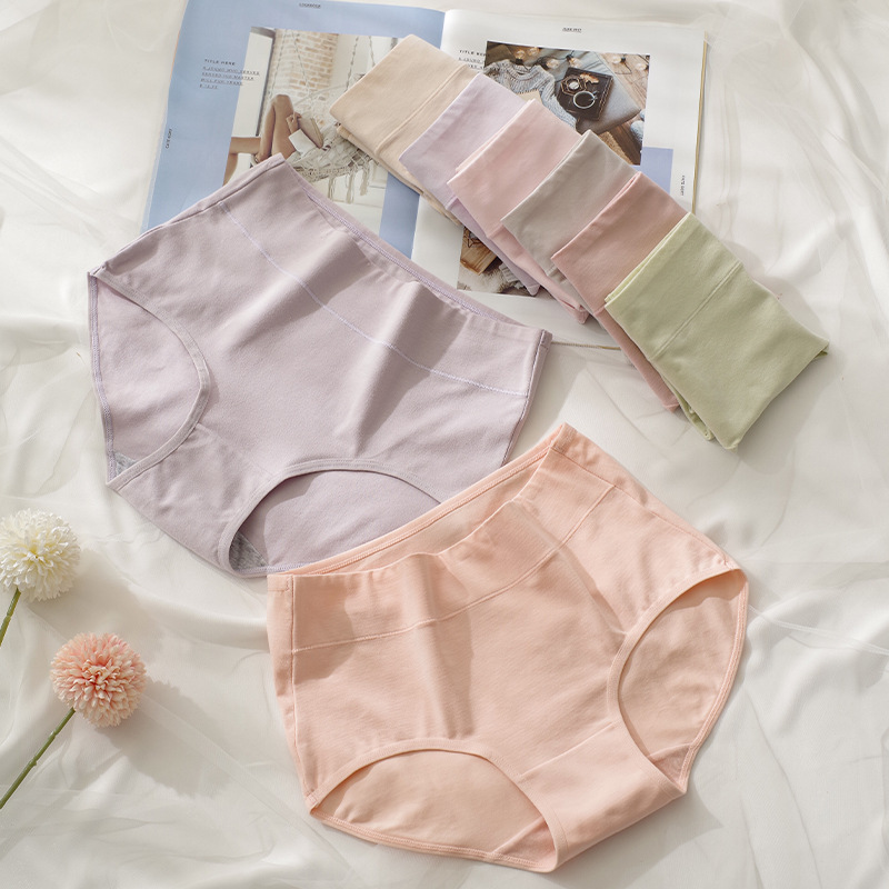 Ropa interior de cintura alta de las mujeres fábrica al por mayor 40 algodón entrepierna simple cómodo macaron color tamaño libre ropa interior de niña