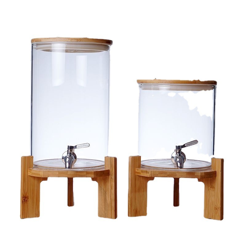 Nuevo barril de enzimas sellado de gran capacidad, jarra de vino de vidrio de borosilicato de alta resistencia para el hogar, preparador de jugos y vino de verano con grifo